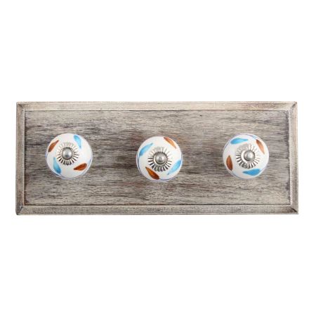 Pastele Floral Ceramic Wooden Hooks